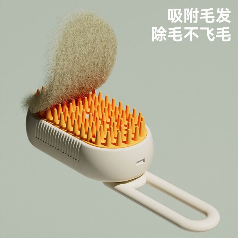 Pet Massage Brush – Suitable for Cats and Dogs, Removes Loose Fur, Anti-Shedding Brush, One-Click Spray, Electric Cleaning Brush, Anti-Mite Comb